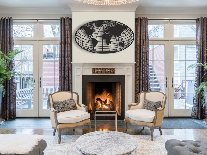 Metal Wall Art World Map Globe Wall Art Globe Wall Art Etsy