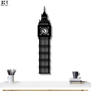 Decorazione da parete con la Torre dell'Orologio di Londra, arte minimalista dei monumenti britannici, decorazione da parete in metallo con il Big Ben, decorazione da parete con la città di Londra, silhouette della Torre dell'Orologio