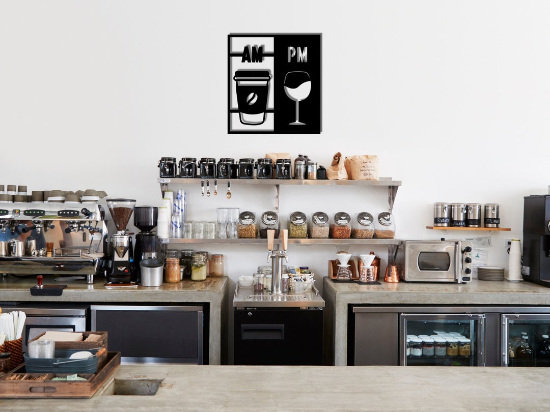 Metal Wall Art for Coffee and Wine Lovers, Coffee and Wine Theme