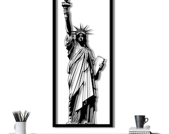 Handmade Metal Statue of Liberty Wall Art: Minimalist USA Decor