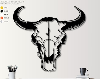 Muurkunst metalen longhorn koeienschedel: western boerderijdecoratie