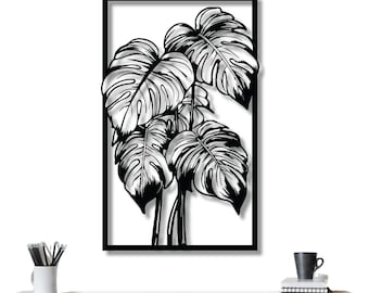 Monstera Leaf Metal Wall Art: Tropical Jungle Decor, Minimalist Jungle Accent, Boho Home Decoration