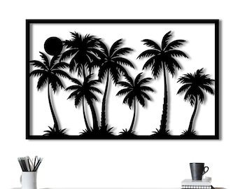 Tropical Palm Tree Metal Wall Art: Coastal Beach House Decor, Island Metal Wall Decor, Ocean Inspired Art, Minimalist Beach House Art