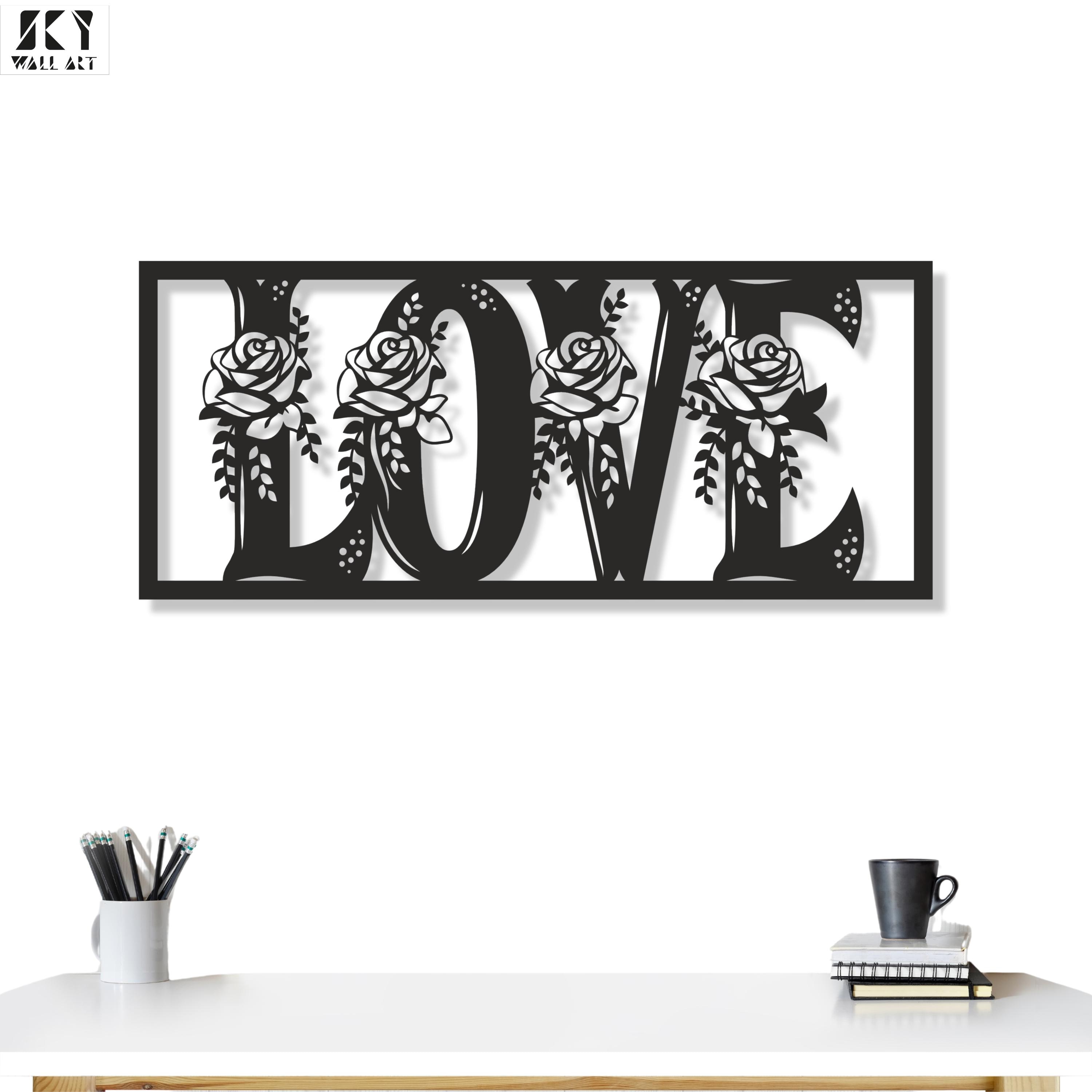 Metal LOVE Wall Art, Floral Letter Sign, Wedding Gift, Anniversary Home ...