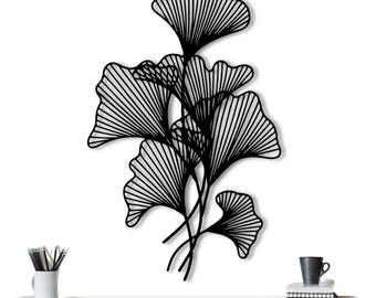 Ginkgo Biloba Leaf Metal Wall Art: Modern Botanical Decor