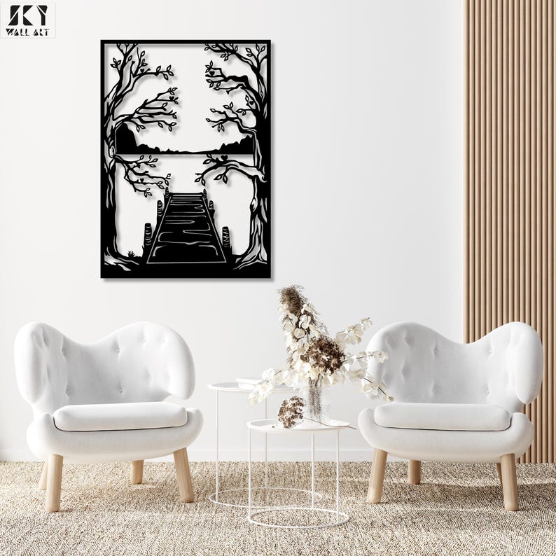 Mountain Lake Metal Wall Art: Nature Home Decor, Modern Landscape Home Art, Rustic Metal Mountain Lake Wall Art, Nature Home Wall Decor image 2