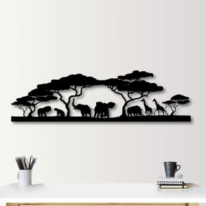 African Safari Metal Wall Art: Jungle Animals Landscape Decor