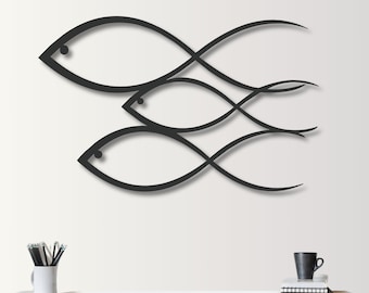 Minimalist Metal Fish Wall Art: Modern Coastal Decor, Abstract Fish Wall Hanging, Minimalist Ocean Wall Art, Contemporary Nautical Decor