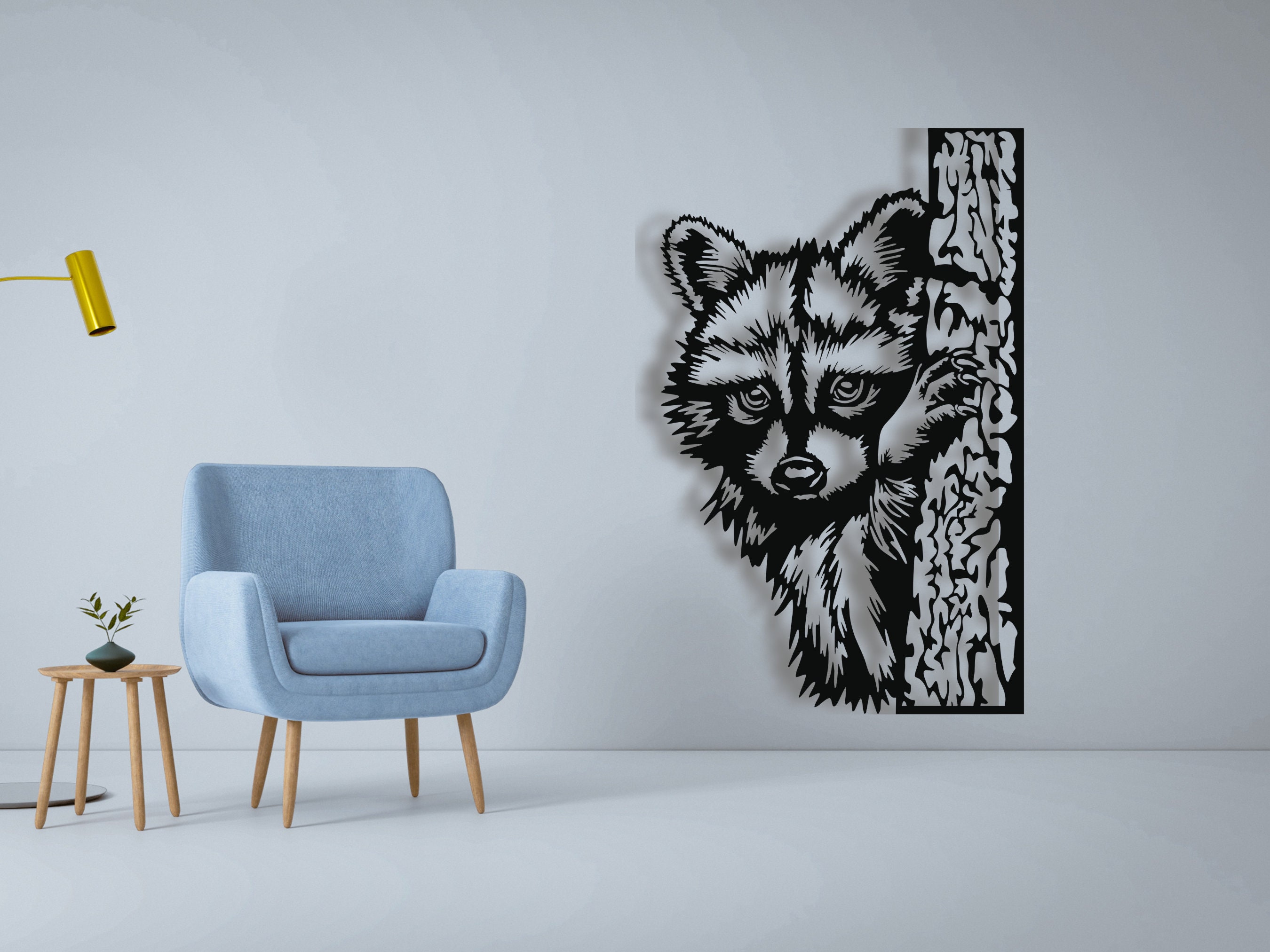 Raccoon Metal Wall Art Raccoon Wall Decor Bedroom - Etsy
