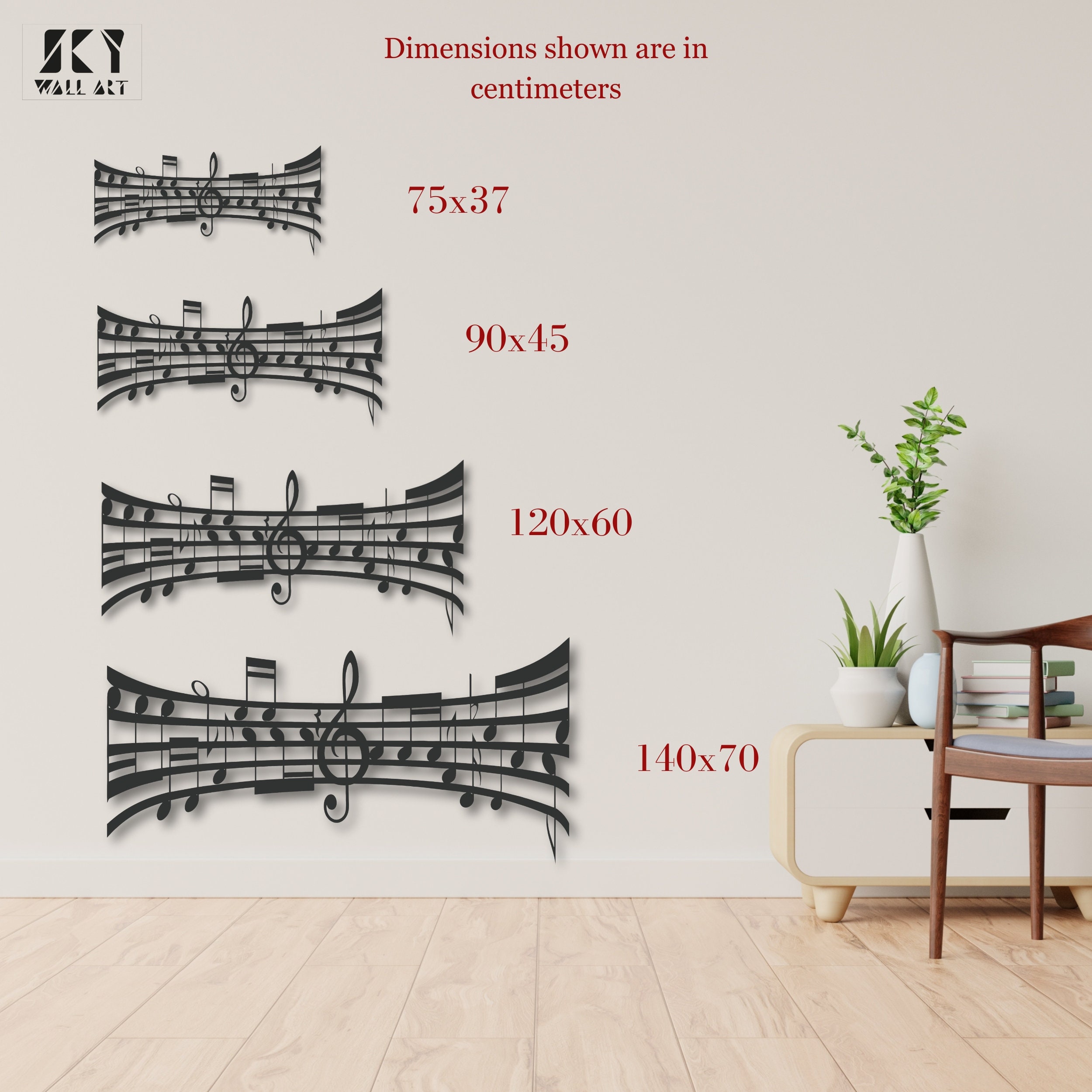 Ifundom Musiknoten Wanddekoration Aus Metall - Schwarze Wandkunst Für Wohnzimmer, Bar Oder Home-Office