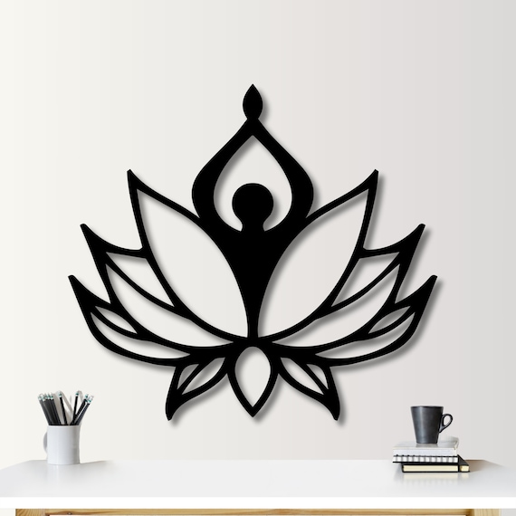 Xedatric Lotus Wandskulptur Aus Metall – Zweiteilig, Mattschwarz, Yoga-Dekor Für Zuhause