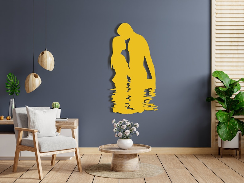 Couple Metal Wall Art, Metal Wall Sculpture for Lovers, Metal Wall