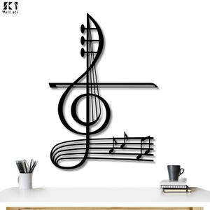 Muurkunst metalen solsleutel: woondecoratie muzieknoot