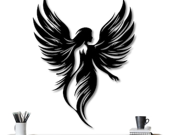 Metal Angel Wings Wall Art: Handmade Guardian Angel Decor