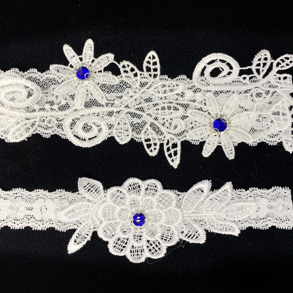 Blue Wedding Garter and Lace Toss Garter;Tassel Bridal Garter Set;Vintage Lace garter for bride;Plus size Pearl Keepsake Garter