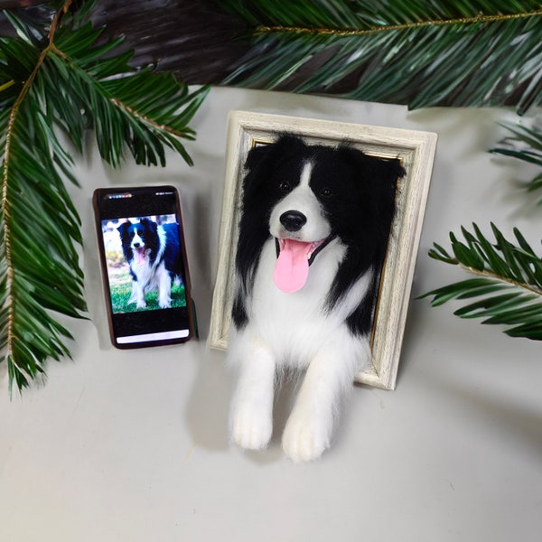 Custom stereoscopic pet portraits from photos,Wool Pet Portrait,Dog Memorial Frame,Custom Realistic Felt Dog Replica,Felt Animal Plush,felt