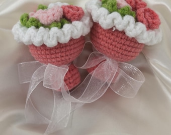 Crochet Mini Flower Bouquet: Handmade Milk Cotton Roses, Valentine's Gift