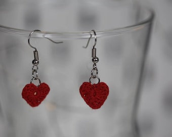 Micro Crochet Heart Earrings | Valentine's Gift, Lace Cotton