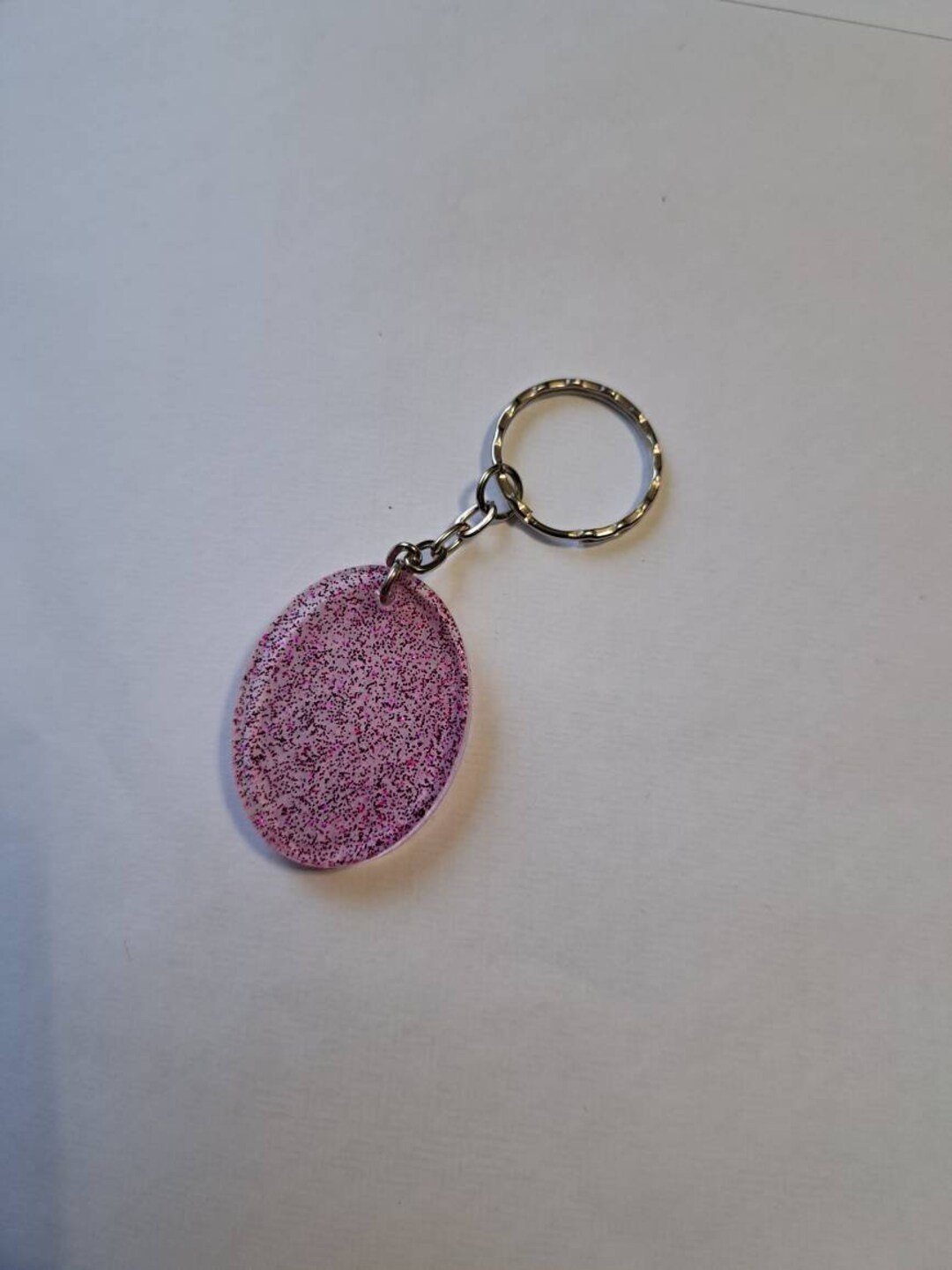 Pink Glitter Flower Rectangle Resin Keychain in 2023