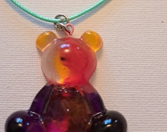 Rainbow Teddy bear necklace