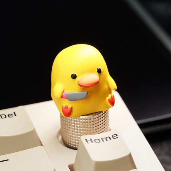 Cute Duck With Knife Artisan Keycap| Little Duckey Artisan Keycap| Cute Keycap For Her| Custom Animals Keycap for Mechanical Keyboard