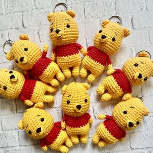 Crochet Pooh Bear Plushie Keychain 100% Cotton Blend Cute -  Denmark