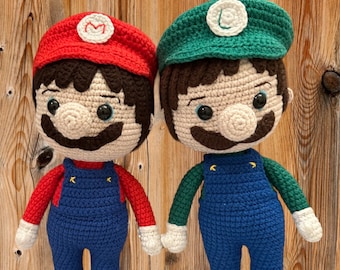 Crochet Mario & Luigi: Handmade Amigurumi Doll Set