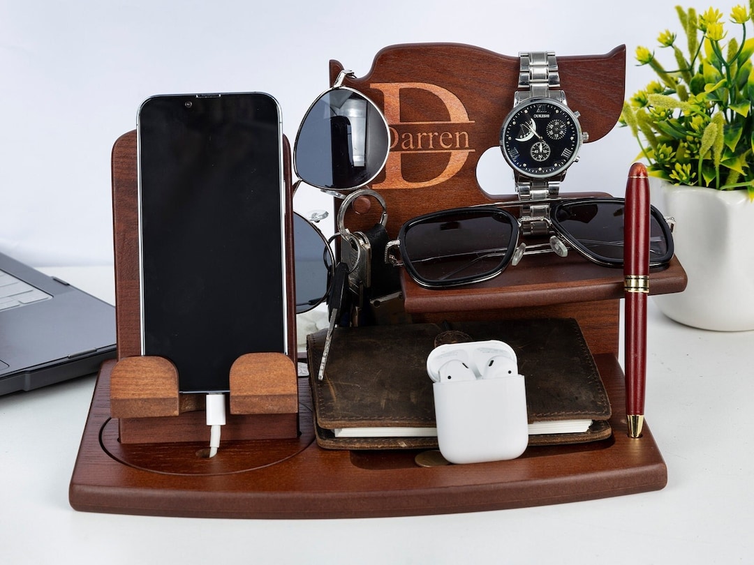 Wooden Docking Station Custom Docking Organizer Personalized Gift for