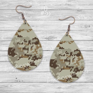 Camo Teardrop Earring Design: Sublimation Template (Digital Download)