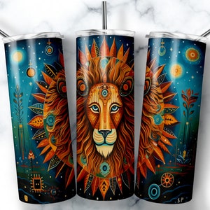 Leo Zodiac Tumbler Sublimation Design: 20 oz Skinny Tumbler (Digital Download)
