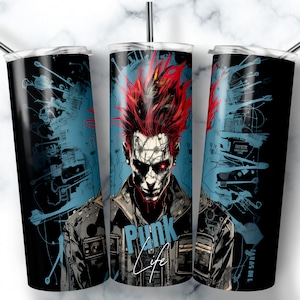 Punk Life Tumbler Design: 20 oz Skinny Sublimation (Digital Download)