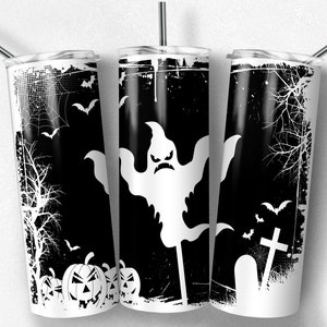 Halloween Ghost Tumbler Sublimation Design: 20 oz Skinny Tumbler (Digital Download PNG)