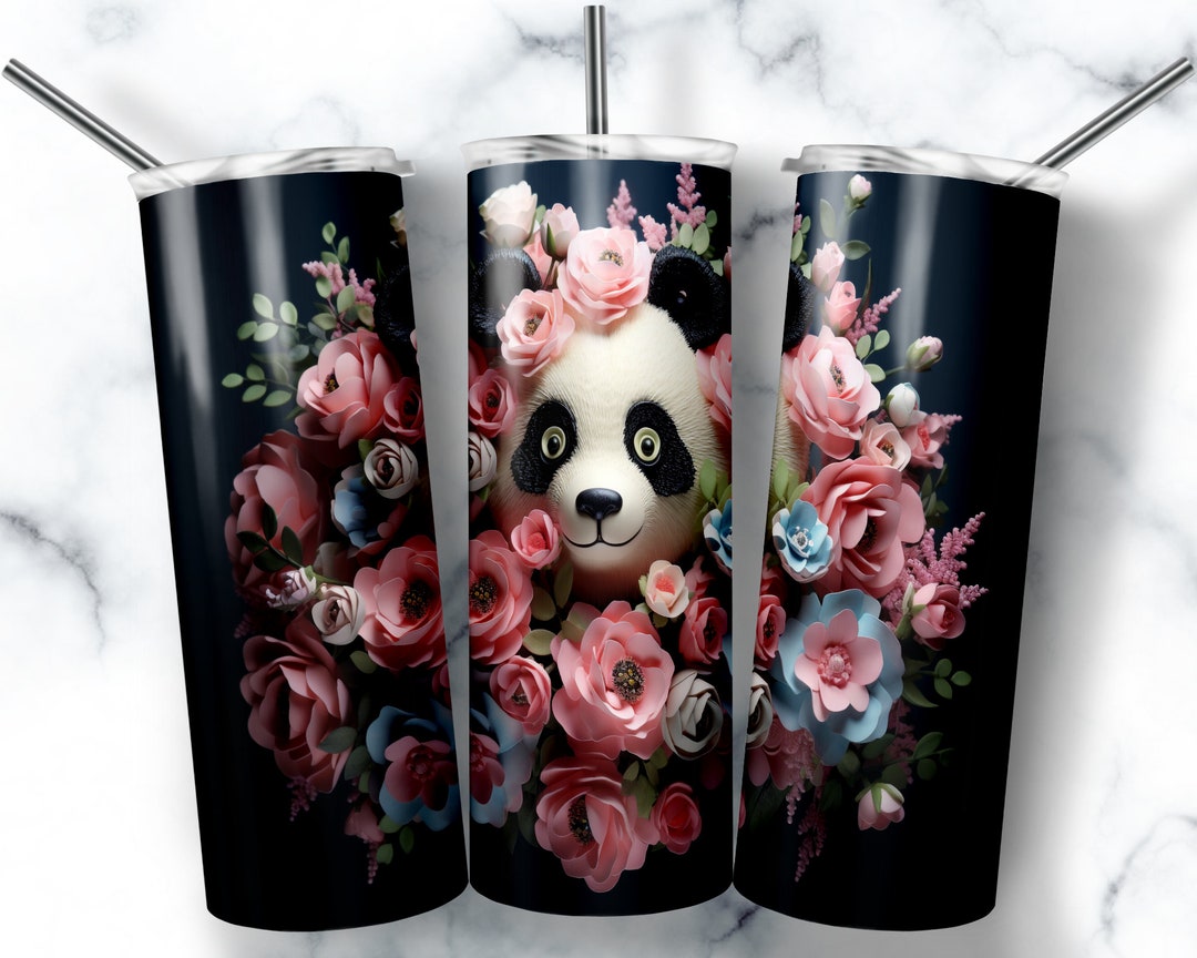 Panda Floral Tumbler Sublimation Design: 20 Oz Skinny Tumbler (digital ...