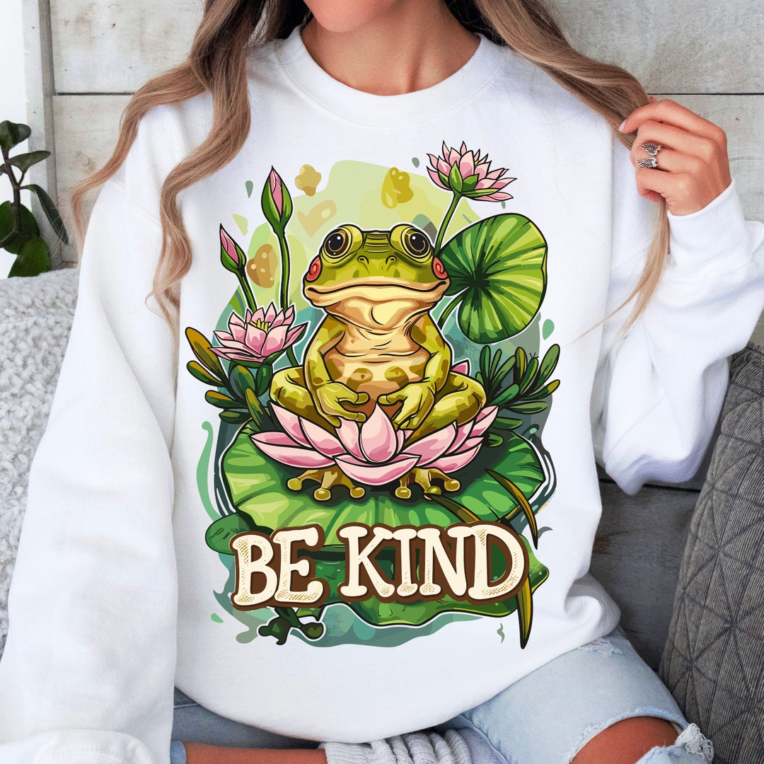 Be Kind Hippie Frog Sublimation Design: Motivational PNG (digital ...