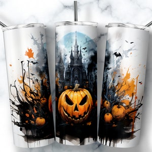 Halloween Haunted Castle Tumbler Design: 20 oz Skinny Tumbler Sublimation (Digital Download)
