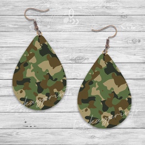 Camo Teardrop Earring Design: Sublimation Template (Digital Download)