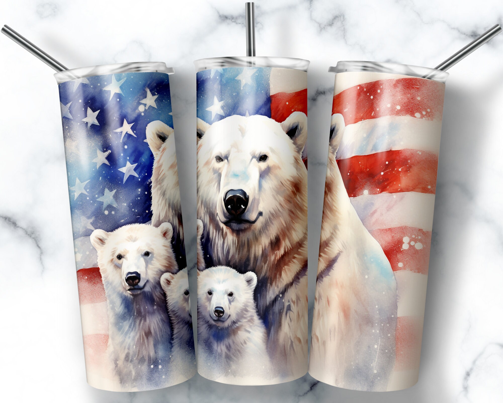 Polar Bear Tumbler Sublimation Design: 20 Oz Skinny Tumbler Wrap ...