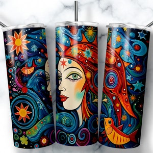 Aquarius Zodiac Tumbler Sublimation Design: 20 oz Skinny Tumbler (Digital Download PNG)