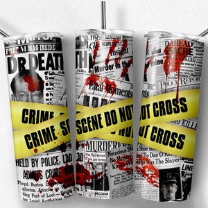 Crime Newspaper Tumbler Sublimation Design: 20 oz Skinny Wrap (Digital Download)