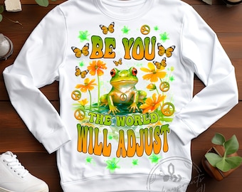 Hippie Frog Sublimation Design: Motivational Quote PNG (Digital Download)