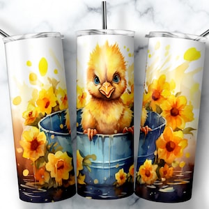 20 oz Skinny Tumbler Sublimation Design Template Baby Chick Tumbler Straight Wrap Digital Download PNG