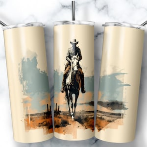 20 oz Skinny Tumbler Sublimation Design Template Western Cowboy Tumbler Straight Wrap Digital Download PNG
