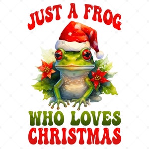 クリスマスが大好きなカエルの昇華デザイン、クリスマス PNG、昇華デザイン、デジタルダウンロード、透明 PNG