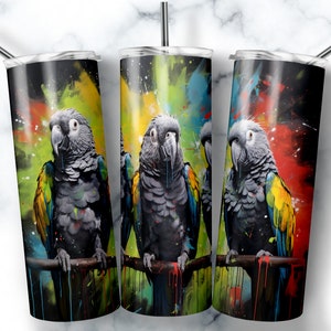 Gobelet à sublimation perroquets gris d&#39;Afrique (téléchargement numérique)
