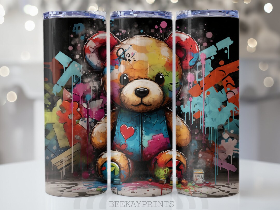 Urban Teddy Bear Tumbler Sublimation Design: 20 Oz Skinny Tumbler ...