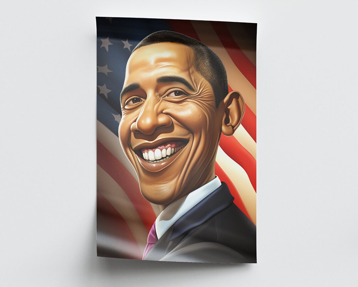 Barack Obama Caricature Printable Poster Design, Printable Wall Art ...