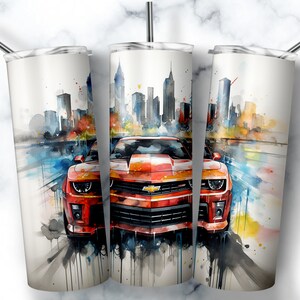 Muscle Car Tumbler Sublimation Design: 20oz Skinny Tumbler Wrap (Digital Download)