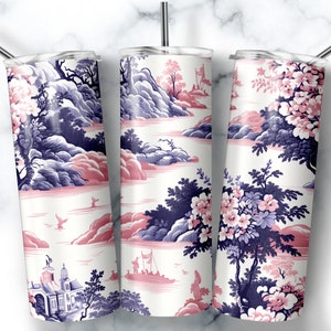 Toile De Jouy Tumbler Sublimation Design: 20 oz Skinny Tumbler (Digital Download PNG)