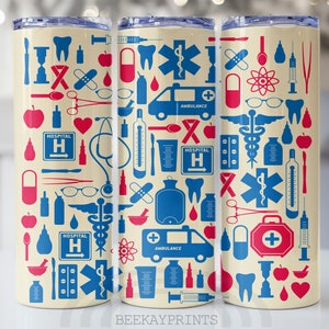 20 oz Skinny Tumbler Sublimation Design Template Nurse Medical Tumbler Straight Wrap Digital Download PNG
