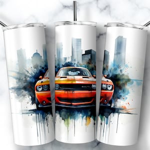 Muscle Car Tumbler Sublimation Design: 20oz Skinny Tumbler Wrap (Digital Download)
